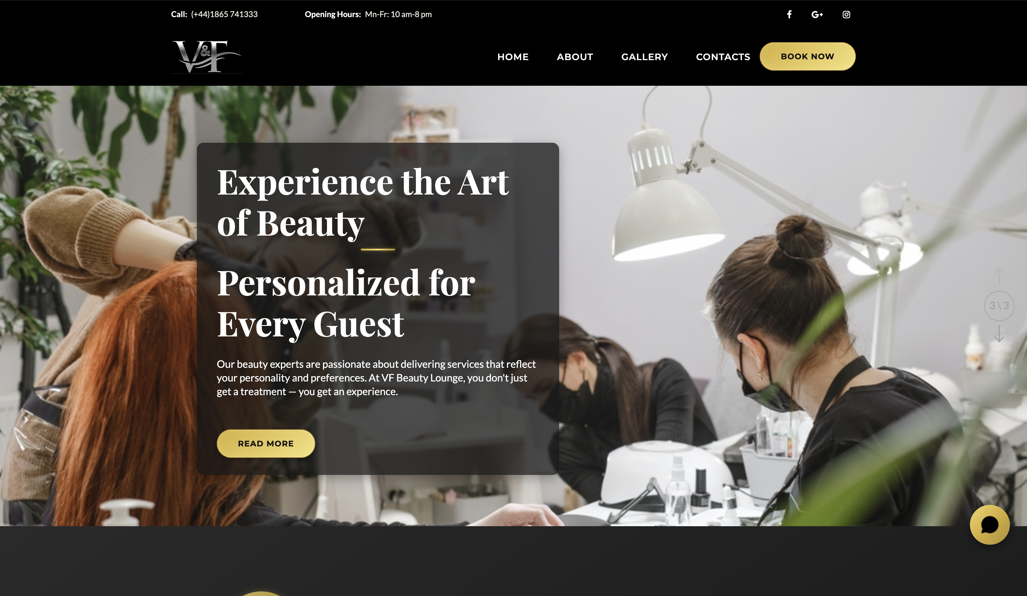 V&F Beauty Lounge — Built a complete website and salon booking system covering treatments, haircuts, and online appointments.